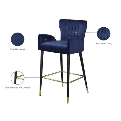 Luxe Navy Velvet Stool, Set of 2