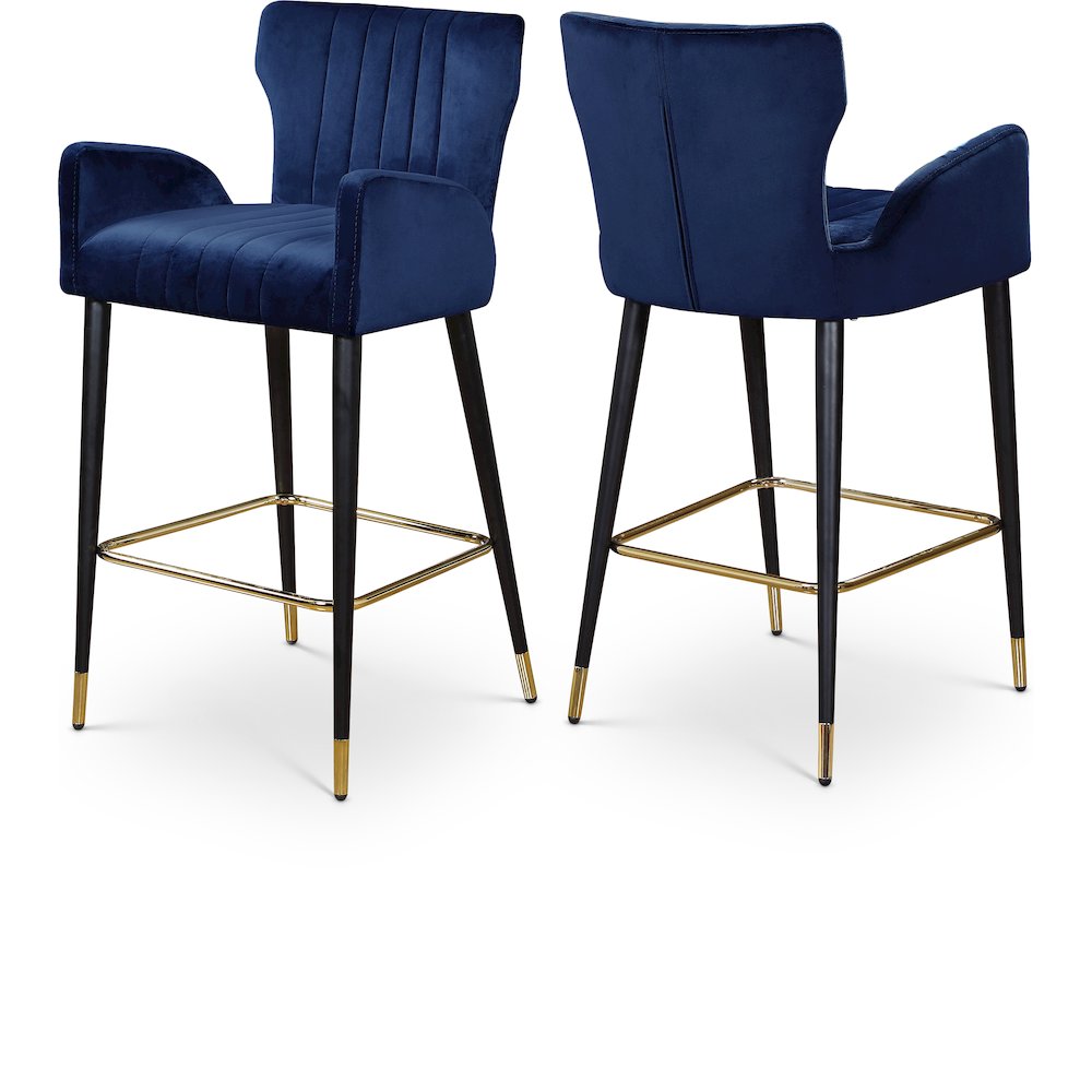 Luxe Navy Velvet Stool, Set of 2