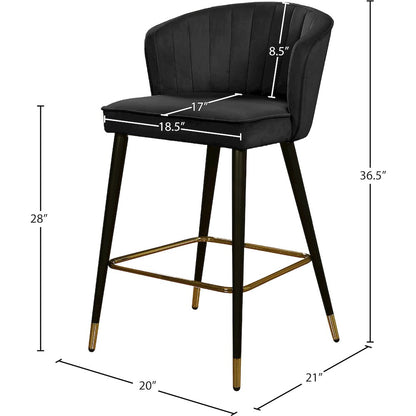 Cassie Black Velvet Stool, Set of 2
