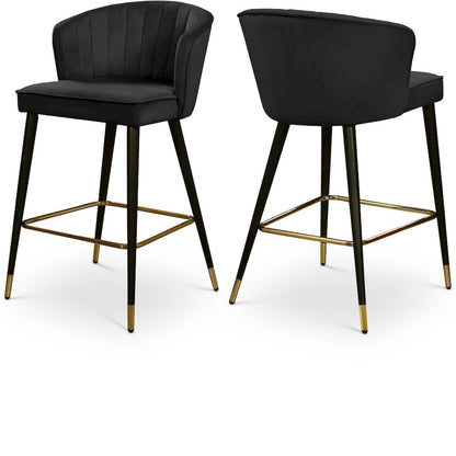 Cassie Black Velvet Stool, Set of 2