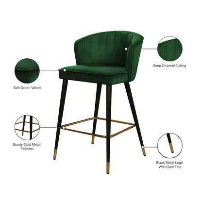 Cassie Green Velvet Stool, Set of 2