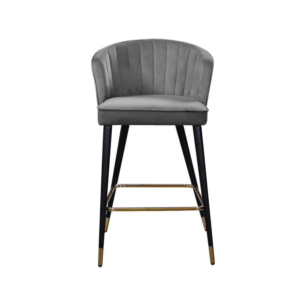 Cassie Grey Velvet Stool, Set of 2