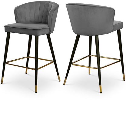 Cassie Grey Velvet Stool, Set of 2