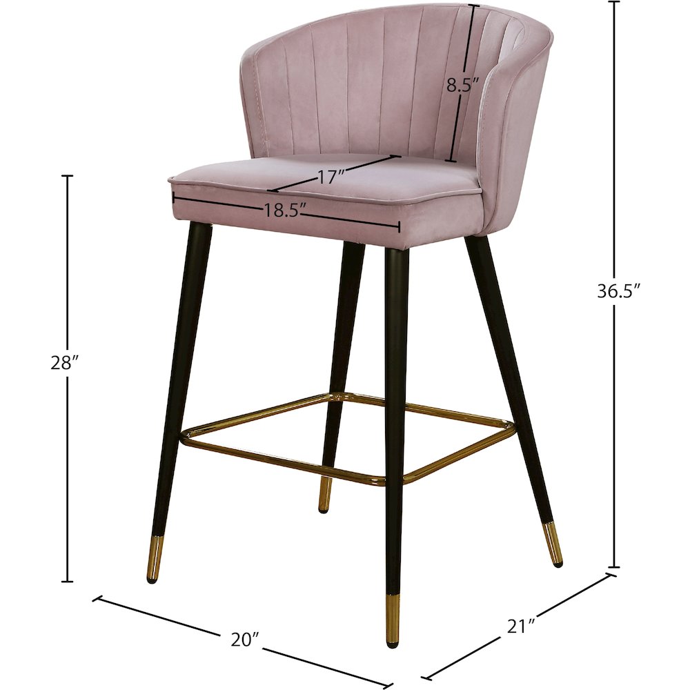 Cassie Pink Velvet Stool, Set of 2