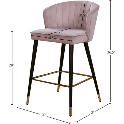 Cassie Pink Velvet Stool, Set of 2