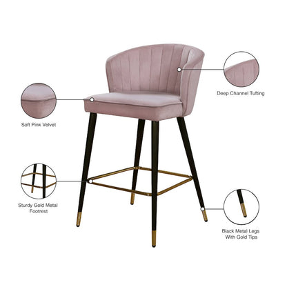 Cassie Pink Velvet Stool, Set of 2