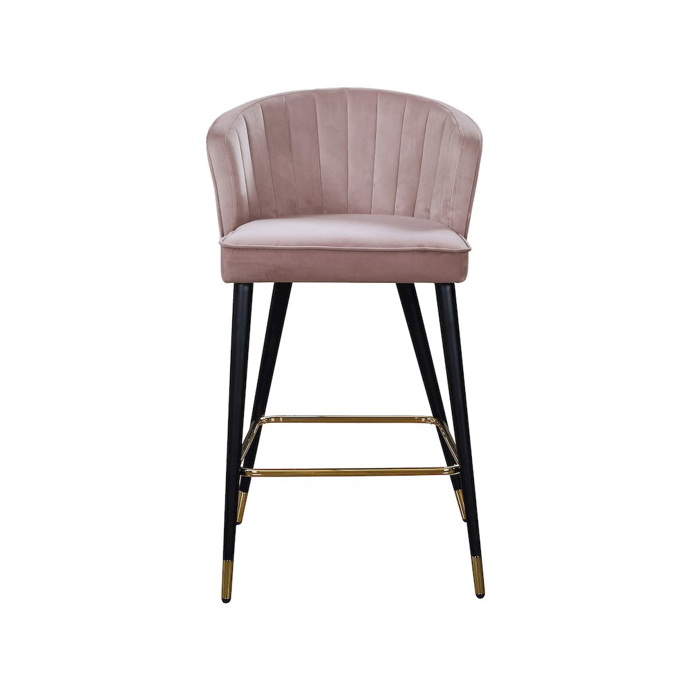 Cassie Pink Velvet Stool, Set of 2