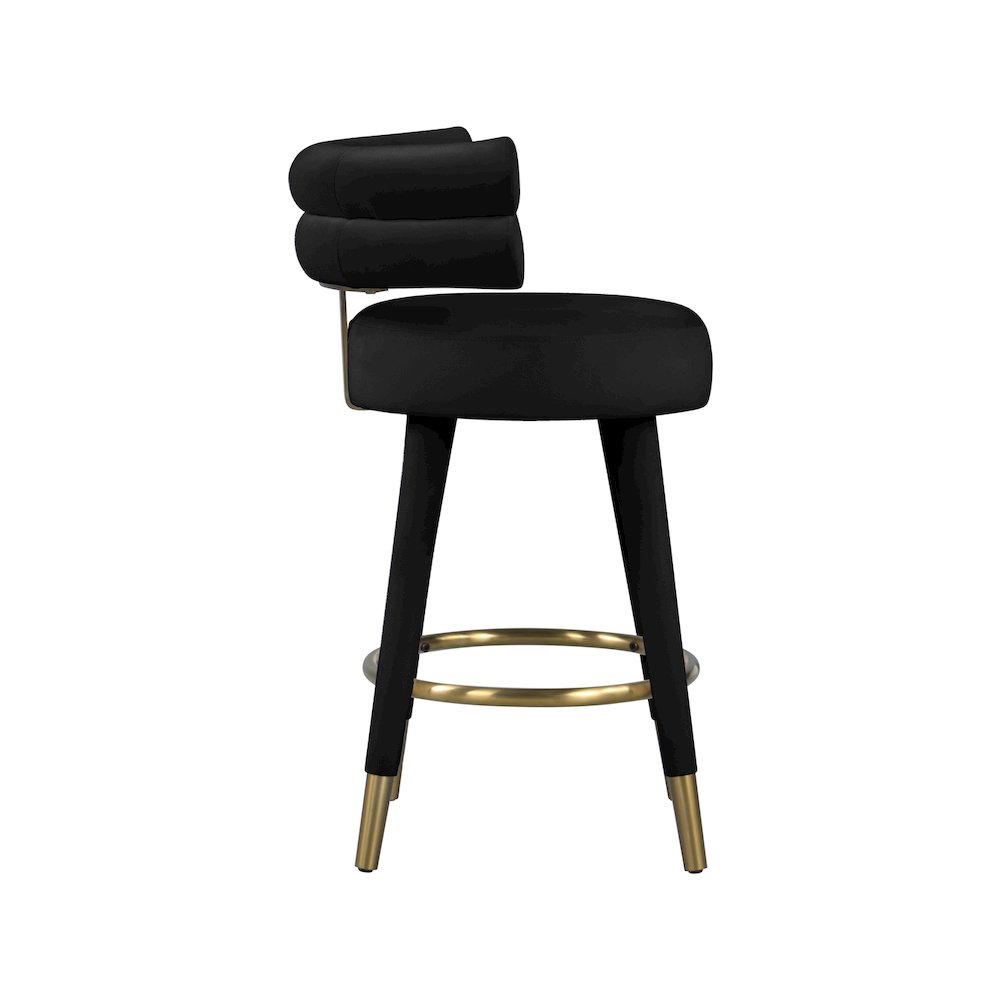 Fitzroy Black Velvet Counter Stool, Set of 2