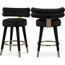 Fitzroy Black Velvet Counter Stool, Set of 2