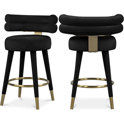 Fitzroy Black Velvet Counter Stool, Set of 2