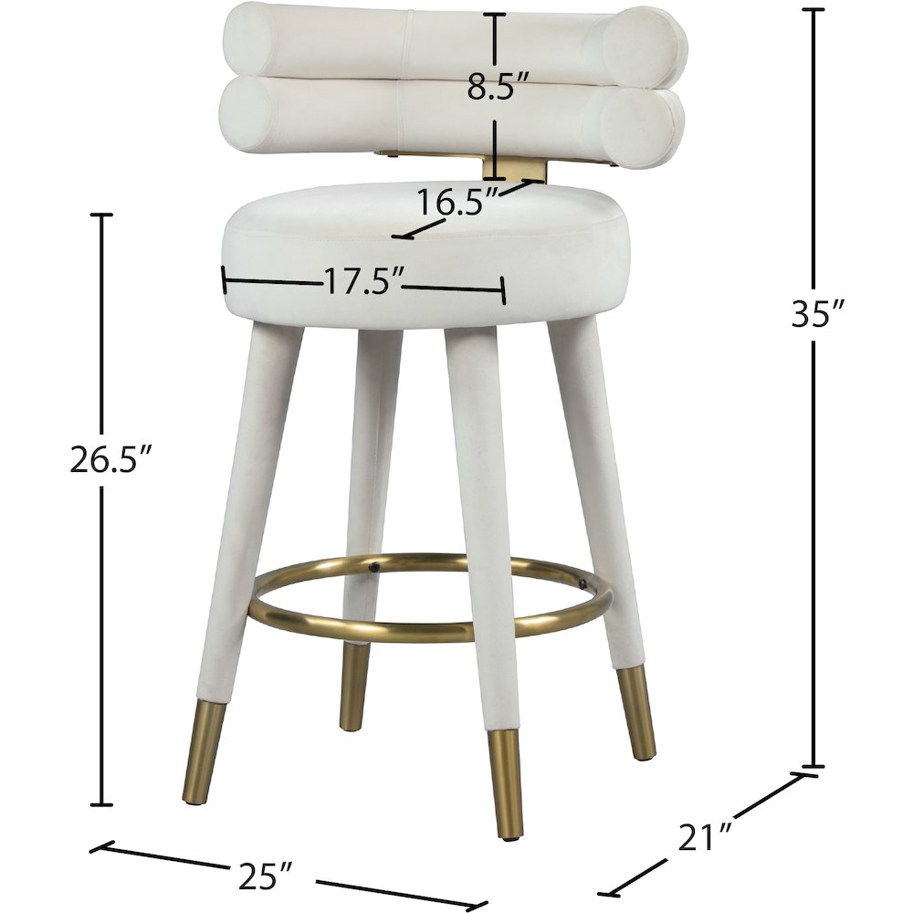 Fitzroy Cream Velvet Counter Stool, Set of 2