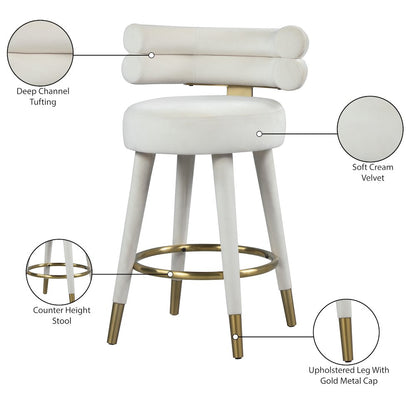 Fitzroy Cream Velvet Counter Stool, Set of 2