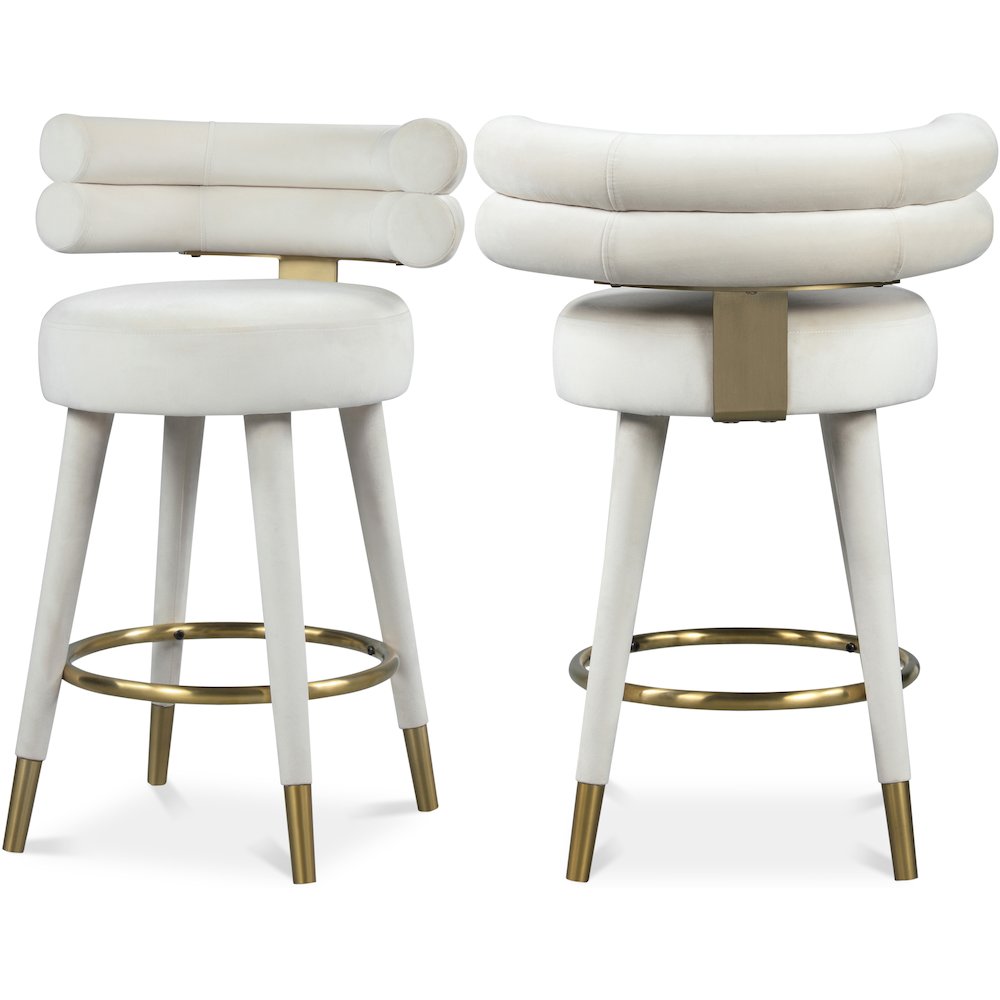 Fitzroy Cream Velvet Counter Stool, Set of 2