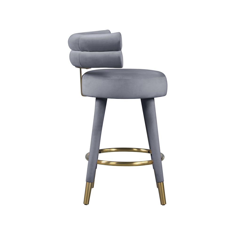 Fitzroy Grey Velvet Counter Stool, Set of 2