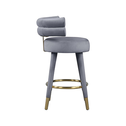 Fitzroy Grey Velvet Counter Stool, Set of 2