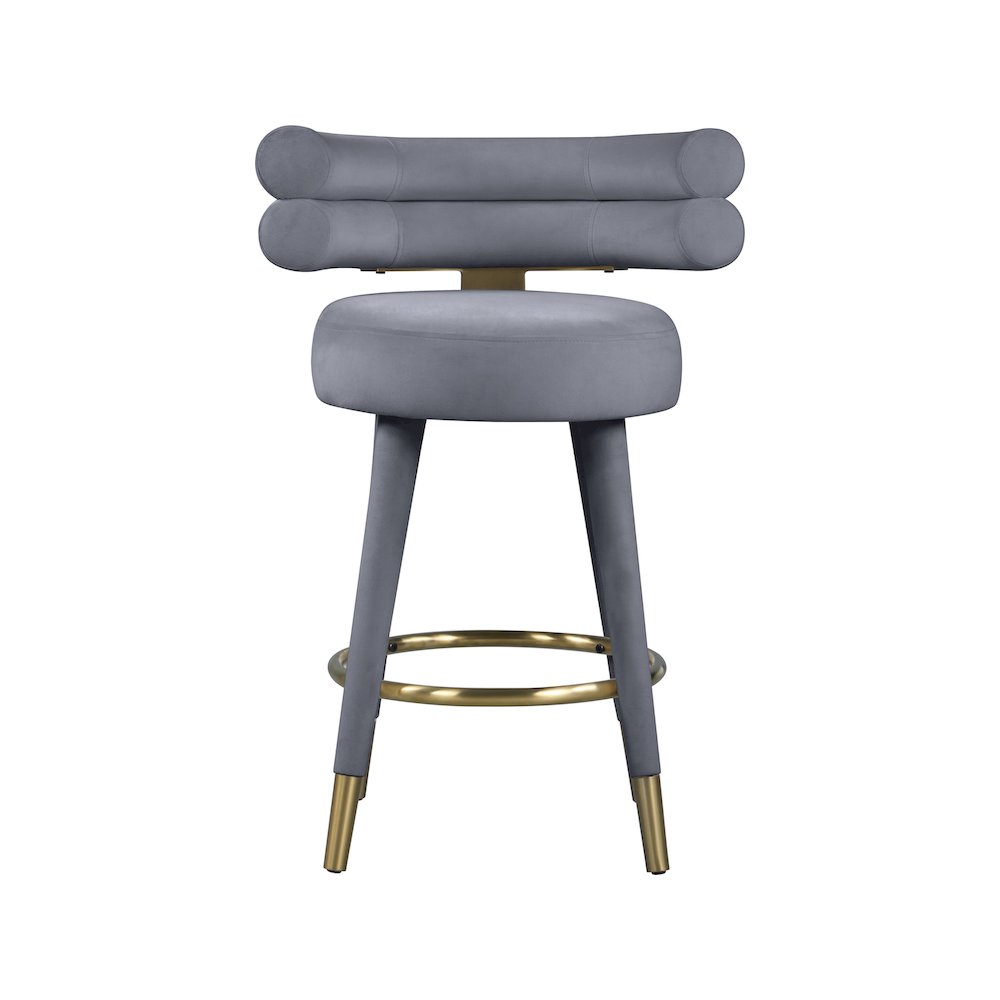 Fitzroy Grey Velvet Counter Stool, Set of 2