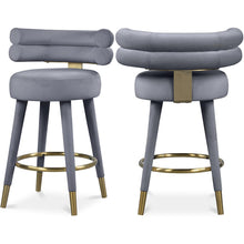 Fitzroy Grey Velvet Counter Stool, Set of 2
