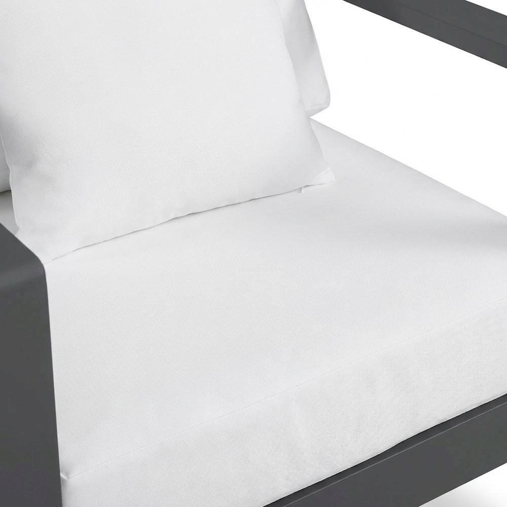 White Fabric Outdoor Patio Aluminum Arm Chair With Contemporary Style