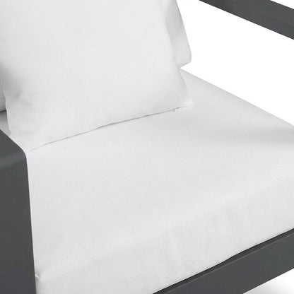 White Fabric Outdoor Patio Aluminum Arm Chair With Contemporary Style