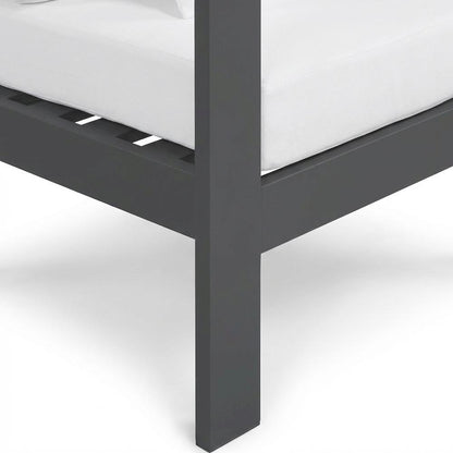 White Fabric Outdoor Patio Aluminum Arm Chair With Contemporary Style