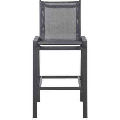 Contemporary Grey Outdoor Patio Barstool Set Of 2 With Cushioned Seats