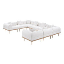 Cream Fabric Outdoor Modular Sectional with Pillows and Contemporary Style