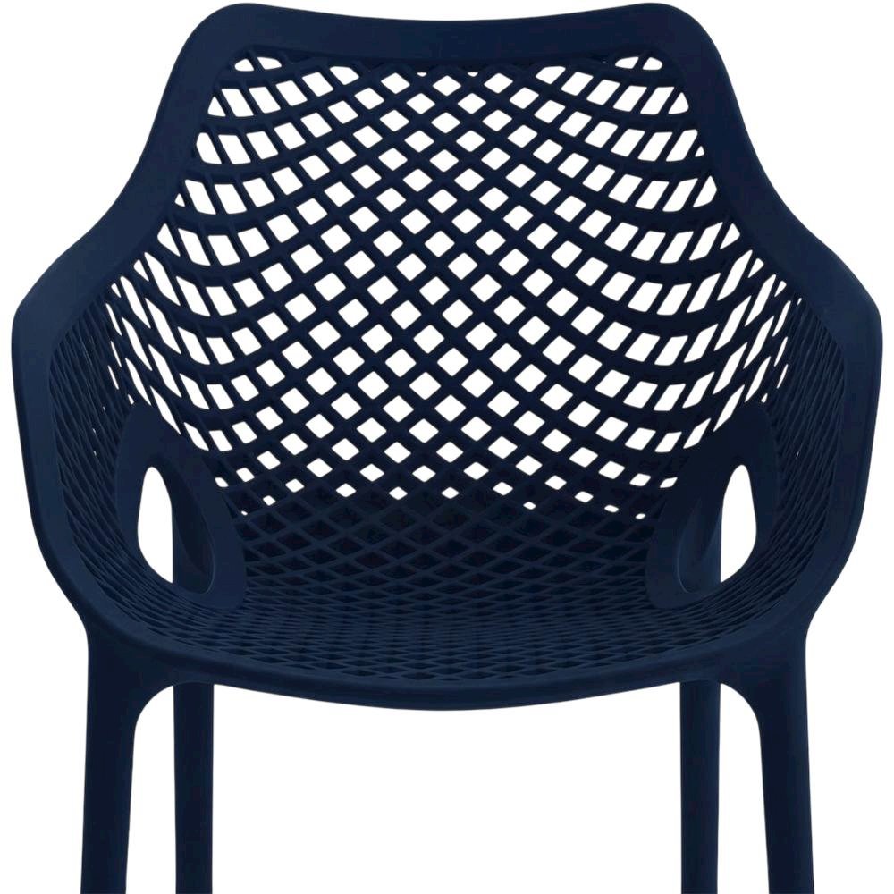 Navy Outdoor Dining Chair Set With Protective Finish For Patio Use