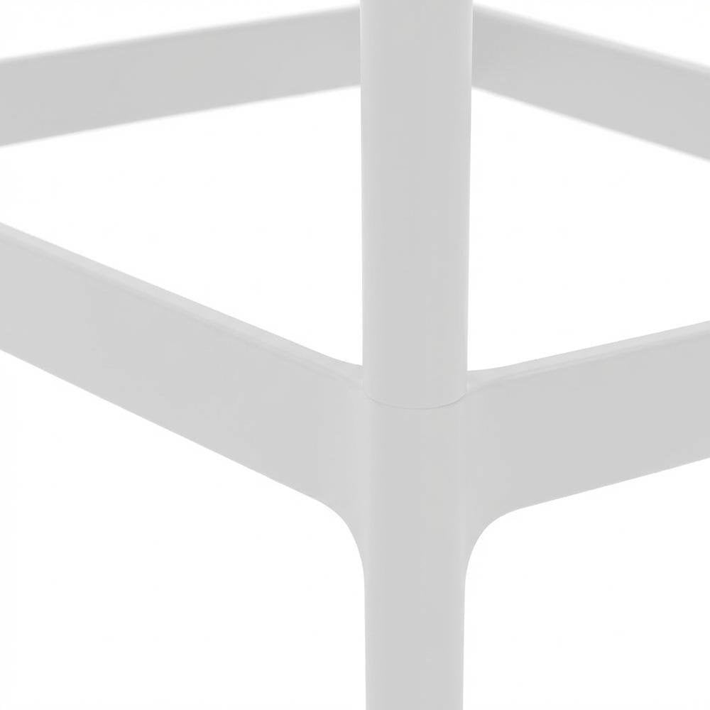 White Outdoor Patio Stool Set Of 4 With Anti-Uv Finish And Contemporary Style