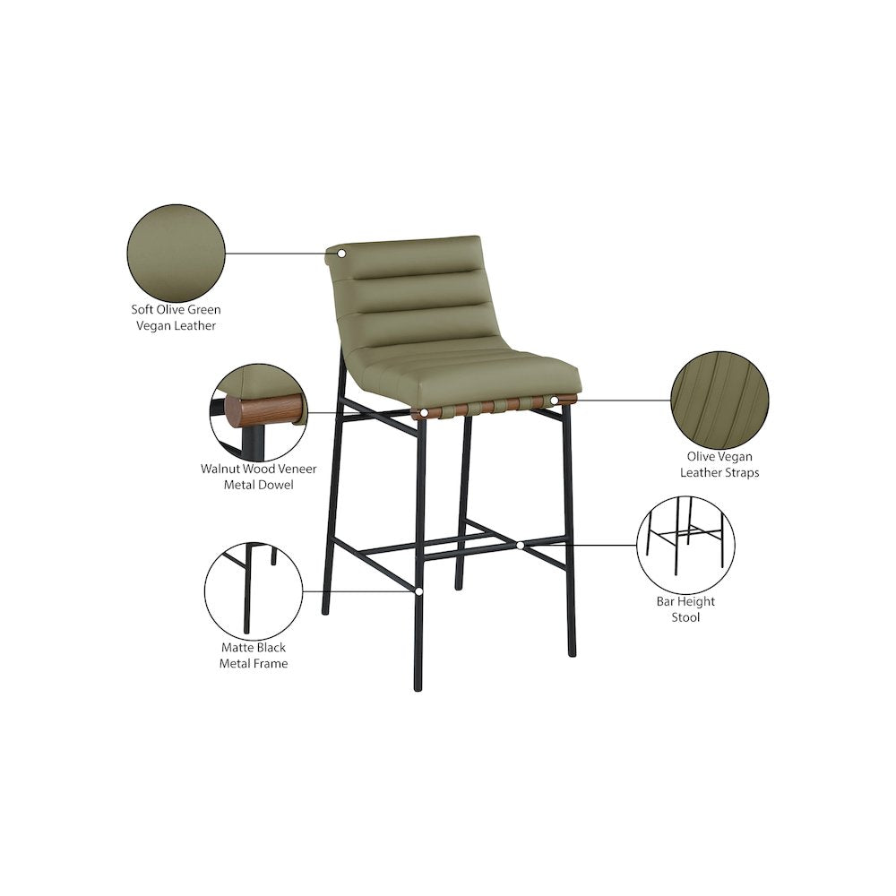 Burke Olive Green Vegan Leather Bar Stool