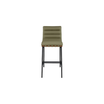 Burke Olive Green Vegan Leather Bar Stool