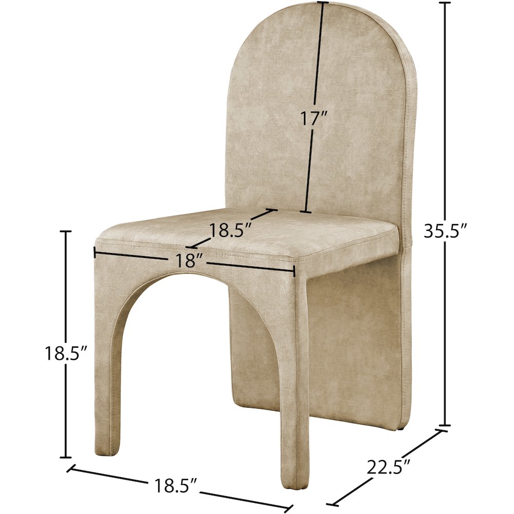 Summer Beige Velvet Dining Side Chair, Set of 2