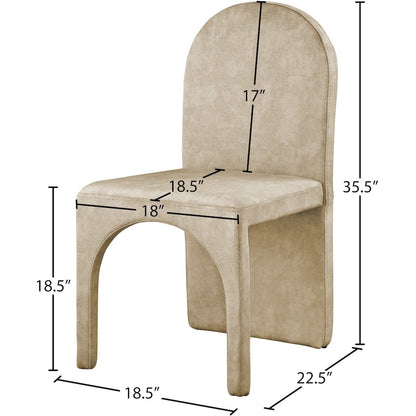 Summer Beige Velvet Dining Side Chair, Set of 2