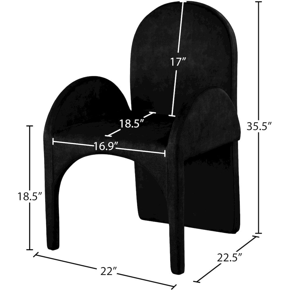 Summer Black Velvet Dining Arm Chair, Set of 2