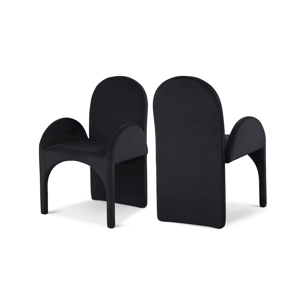 Summer Black Velvet Dining Arm Chair, Set of 2
