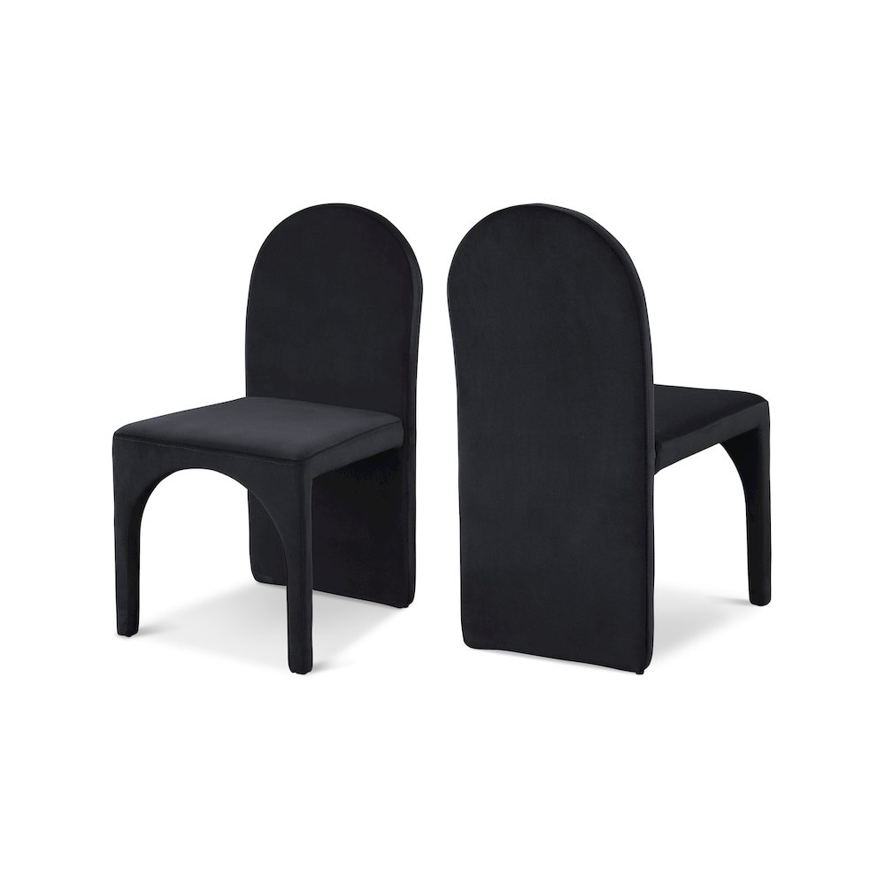 Summer Black Velvet Dining Side Chair, Set of 2