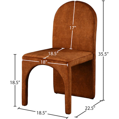 Summer Cognac Velvet Dining Side Chair, Set of 2