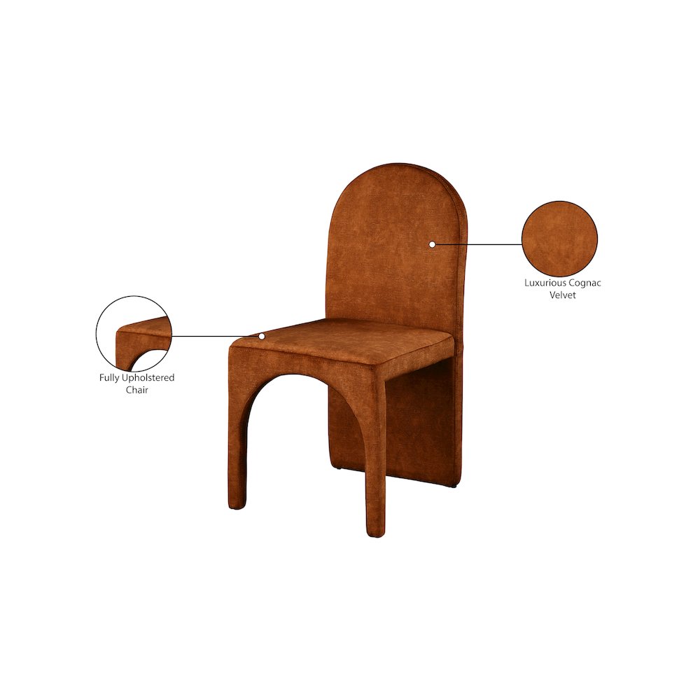Summer Cognac Velvet Dining Side Chair, Set of 2