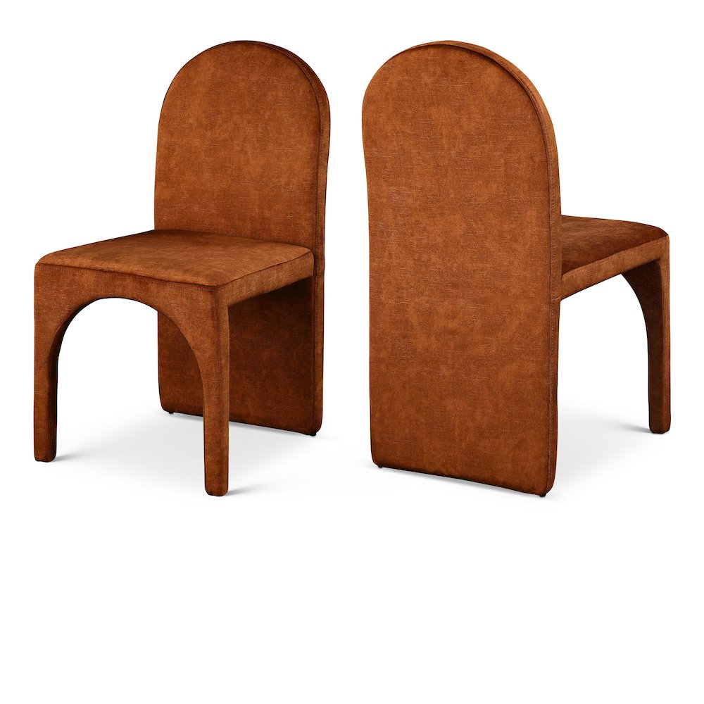 Summer Cognac Velvet Dining Side Chair, Set of 2