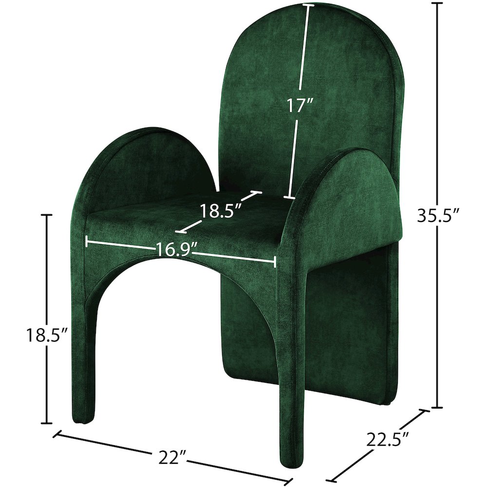 Summer Green Velvet Dining Arm Chair, Set of 2