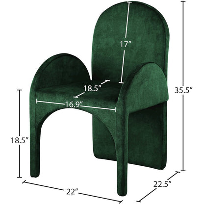 Summer Green Velvet Dining Arm Chair, Set of 2