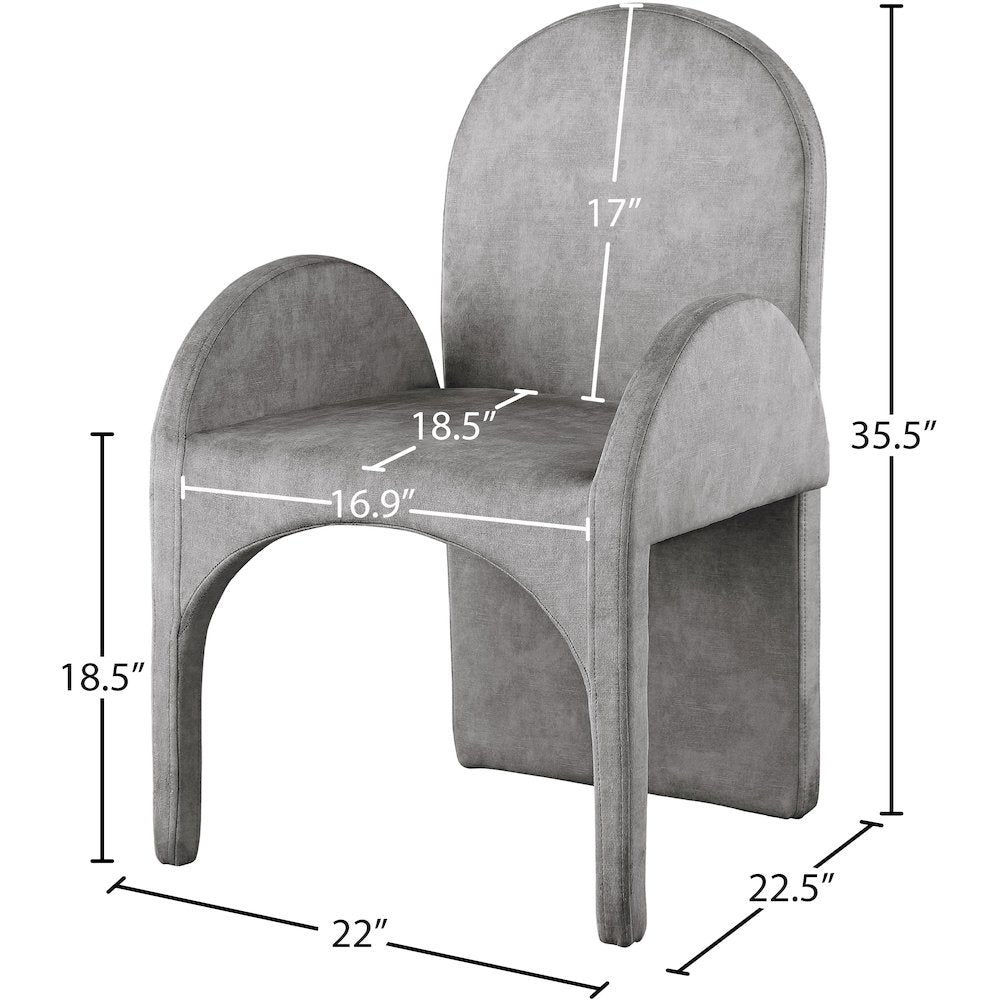 Summer Grey Velvet Dining Arm Chair, Set of 2