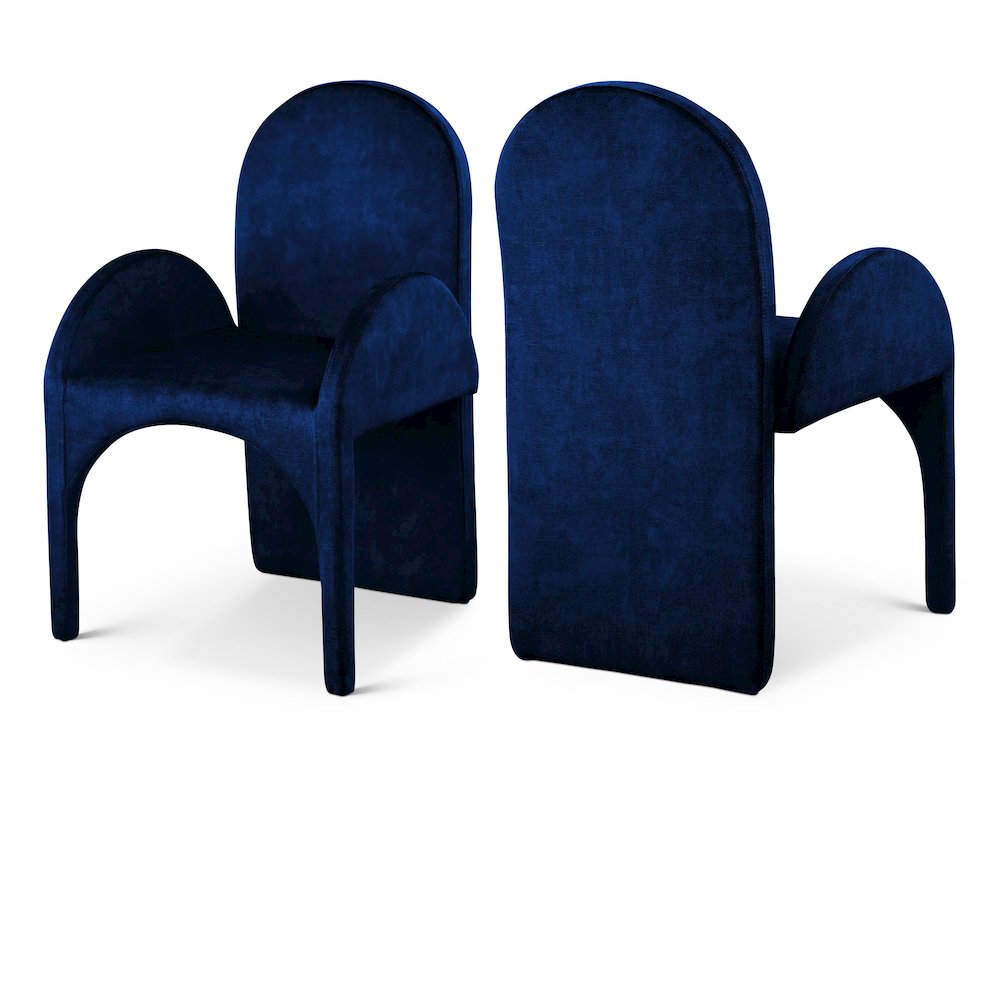 Summer Navy Velvet Dining Arm Chair, Set of 2