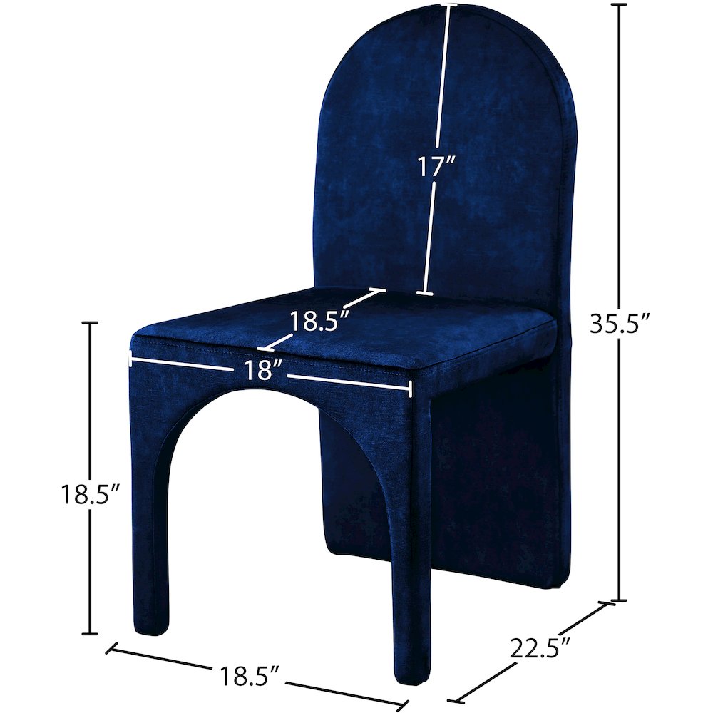 Summer Navy Velvet Dining Side Chair, Set of 2