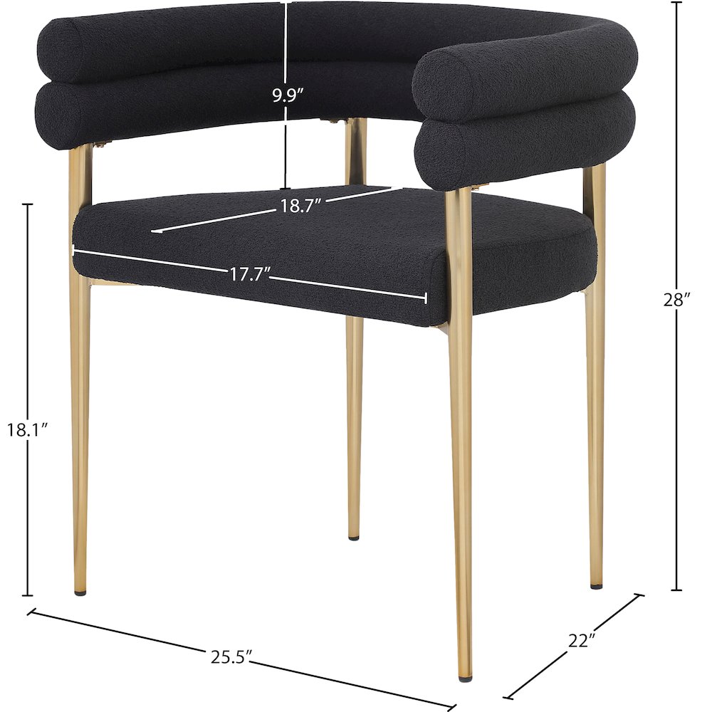 Brielle Black Boucle Fabric Dining Chair, Set of 2