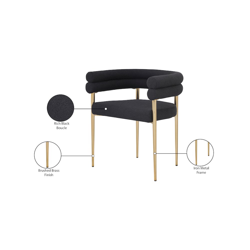 Brielle Black Boucle Fabric Dining Chair, Set of 2