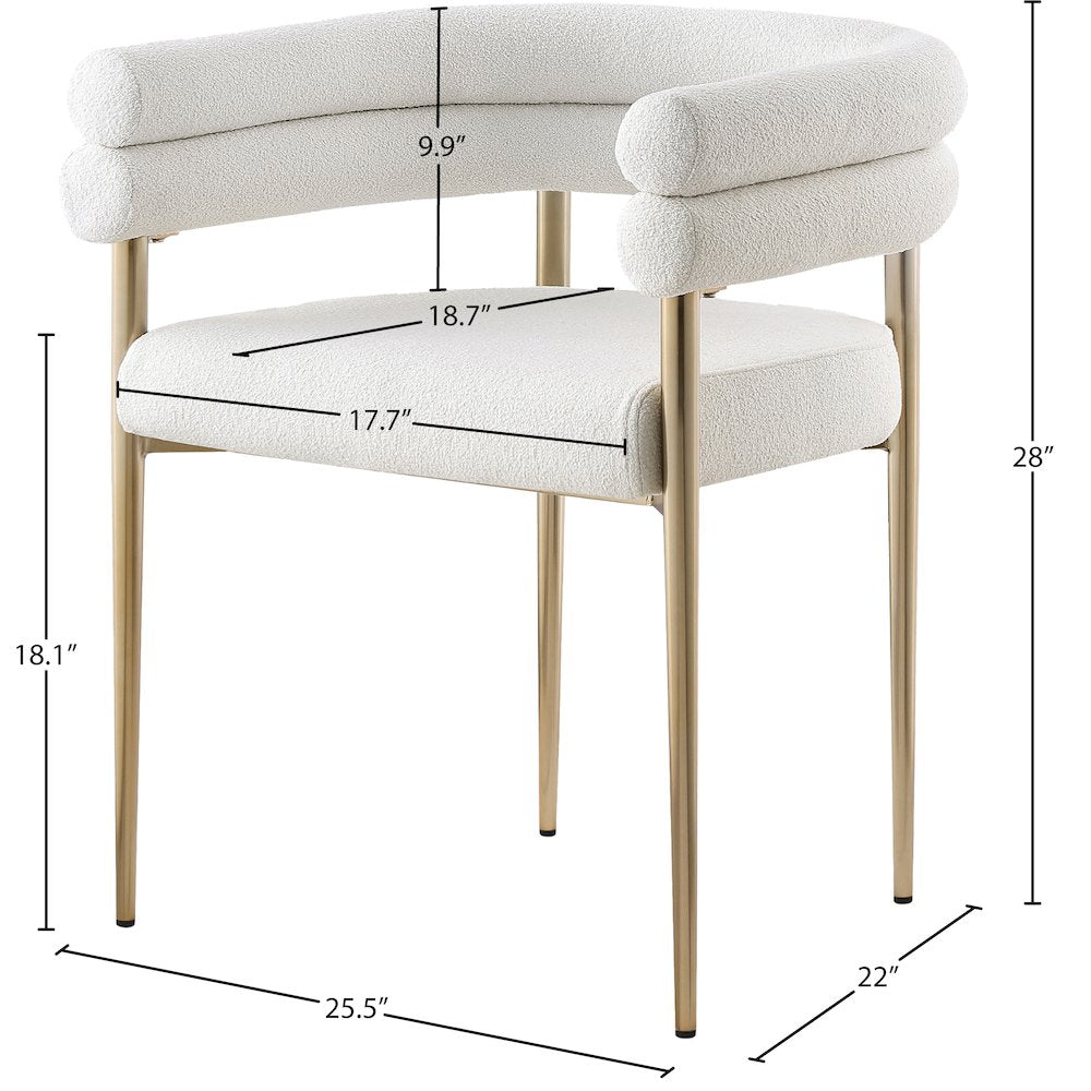Brielle Cream Boucle Fabric Dining Chair, Set of 2