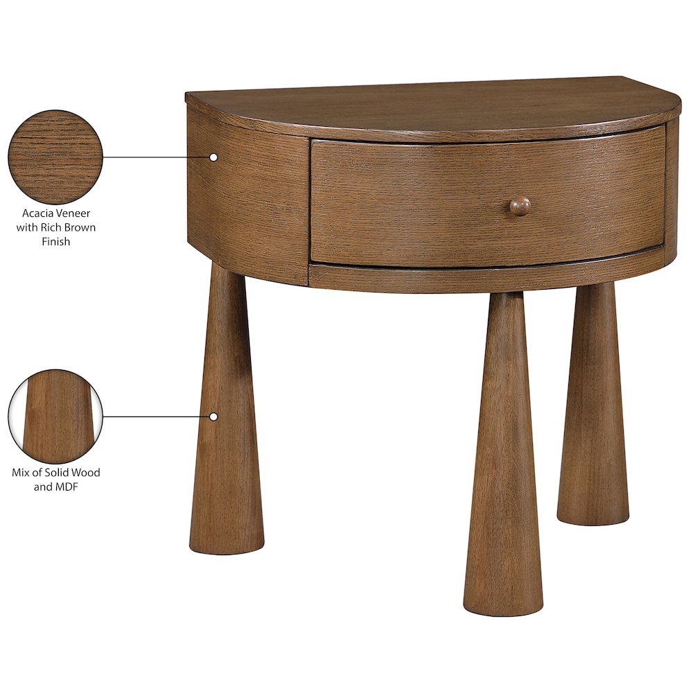 Oasis Brown Acacia Veneer And Solid Wood Night Stand