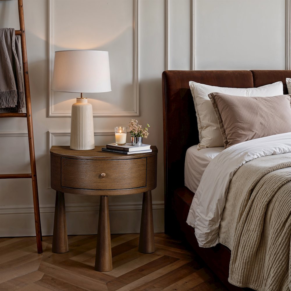 Oasis Brown Acacia Veneer And Solid Wood Night Stand