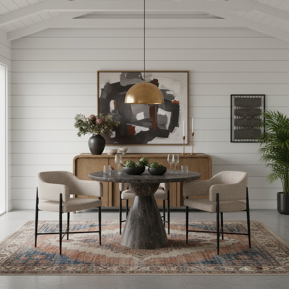 Aquino 43.5" Brown Concrete Indoor/Outdoor Dining Table