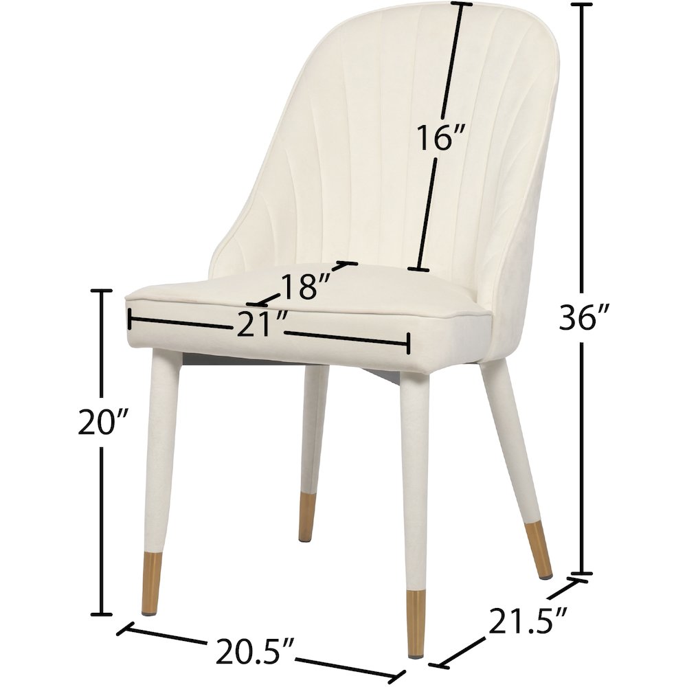 Belle Cream Velvet Dining Chair, Set of 2